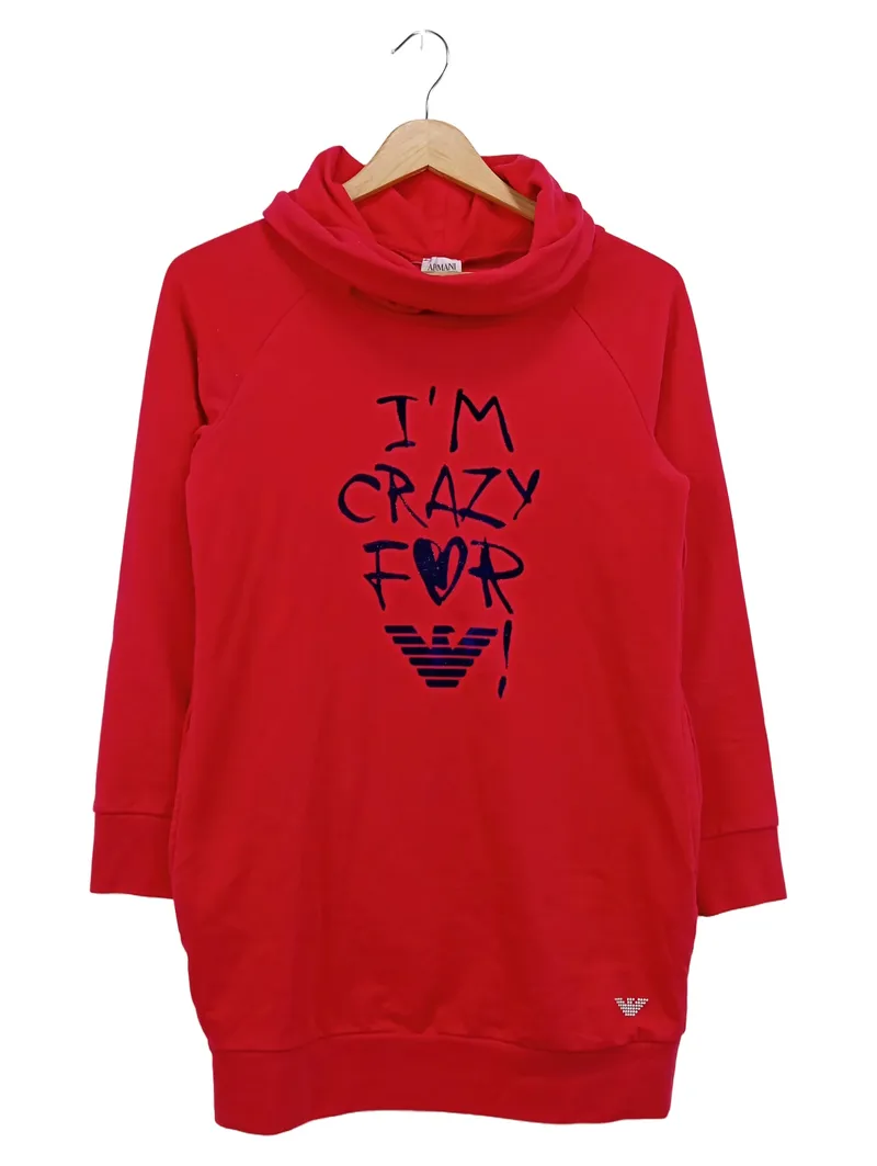 ARMANI JUNIOR Kinder Sweatkleid Gr. 152 Rot Schriftzug Logo Streetwear 1