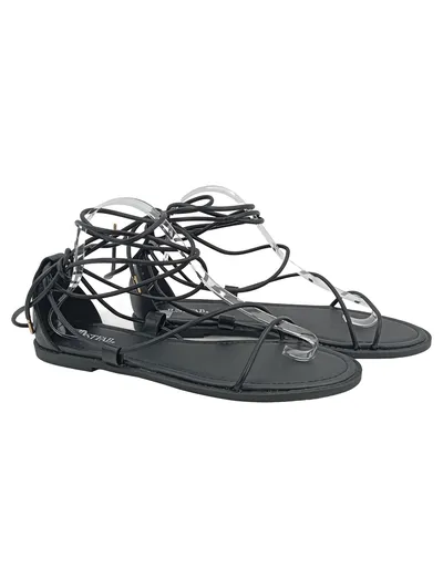 JUSTFAB Sandalen Damen 40.5 Schwarz Bindeverschluss Flach Casual Modern