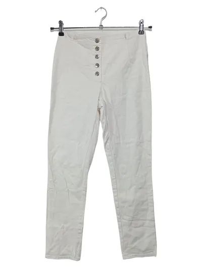 WERA Damen Skinny Fit Jeans Gr. 36 Weiß mit Zierknöpfen