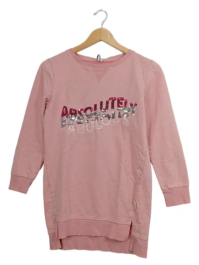 YIGGA Mädchen Sweatshirt Kleid Rosa Pailletten Gr. 146/152