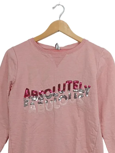YIGGA Mädchen Sweatshirt Kleid Rosa Pailletten Gr. 146/152