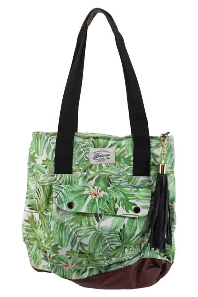 BESTWAY Damen Shopper Tasche Grün Florales Muster Casual Strandtasche