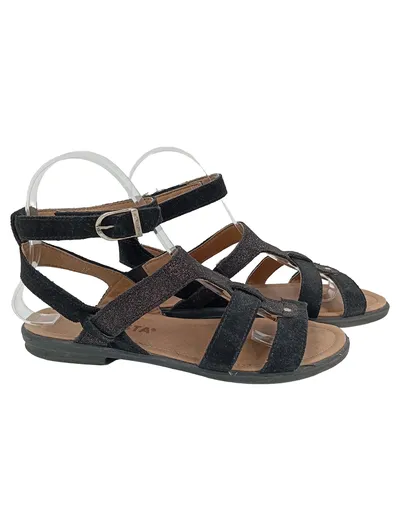 RICOSTA Sandalen Damen Gr. 37 Schwarz Elegant Klassisch Glitzer