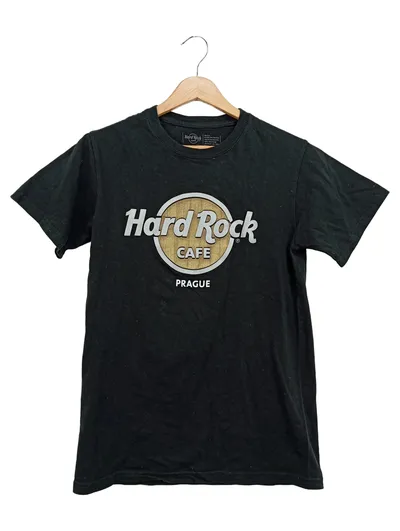 HARD ROCK CAFE T-Shirt Damen 36/S Schwarz Logo-Print Casual Streetwear