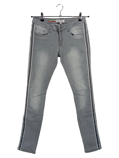 Laufsteg München Damen Skinny Jeans Grau Seitenstreifen Gr. S/36