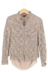 Hermann Lange Damen Twin Set Gr. 38 M Beige Elegant Pailletten Spitze 1
