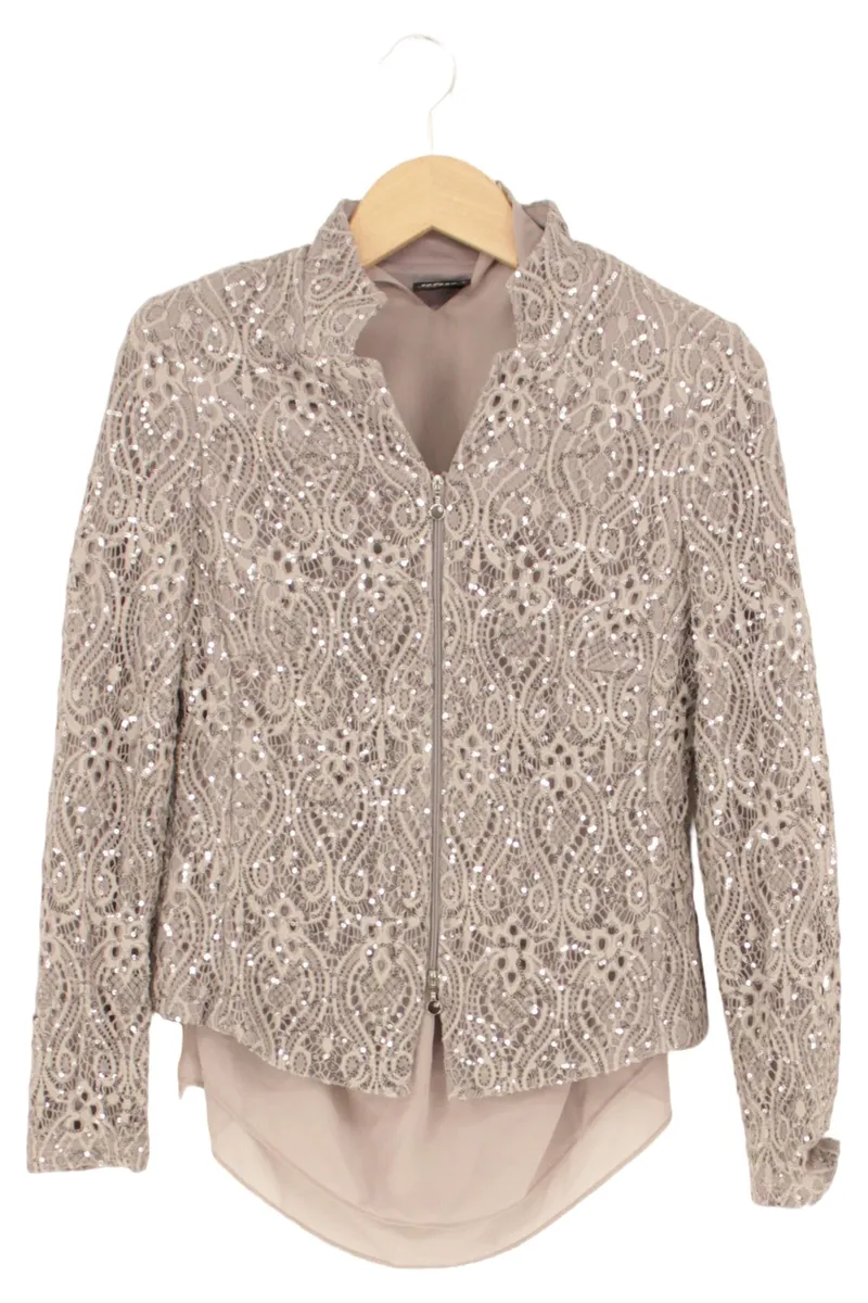 Hermann Lange Damen Twin Set Gr. 38 M Beige Elegant Pailletten Spitze 1