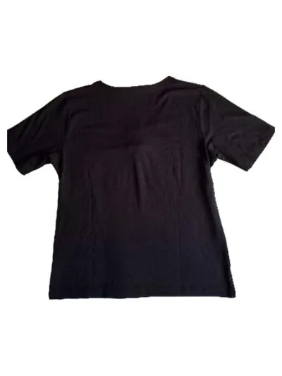 LEA H. Damen T-Shirt Schwarz Gr. 40 L V-Ausschnitt Strass Modern