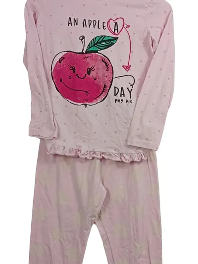 Primigi Mädchen Schlafanzug Pyjama Set Gr. 146 Rosa Baumwolle Apfel Motiv Lang