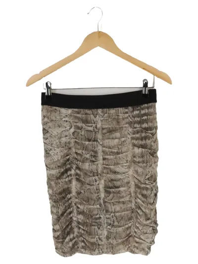 MARC CAIN Damen Bleistiftrock Gr. 34 XS Beige Schlangenmuster Elegant Midirock