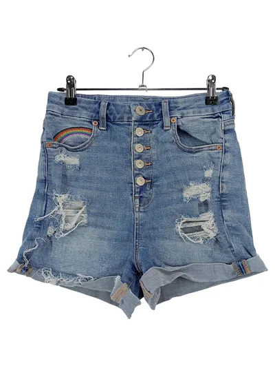 AMERICAN EAGLE OUTFITTERS Damen Jeans Shorts W27 Blau Casual Distressed