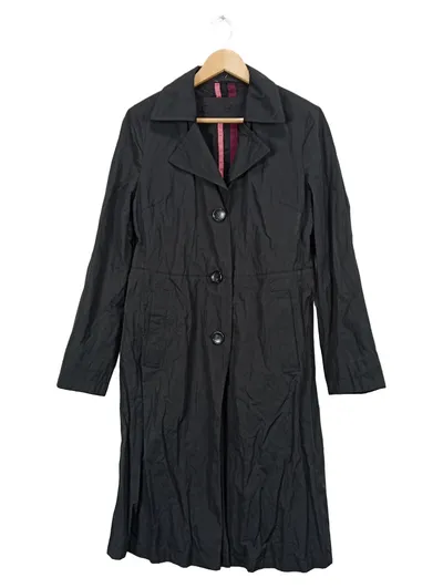 Gil Bret Damen Trenchcoat Mantel Gr. 38 Schwarz Klassisch Knopfleiste