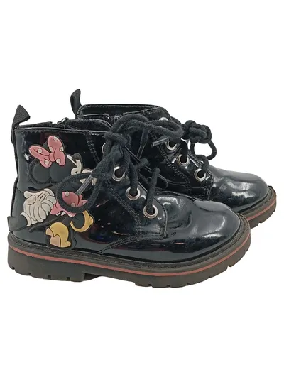 ZARA Kinder Outdoorschuhe Stiefel Gr. 24 Schwarz Minnie Mouse Lack-Optik