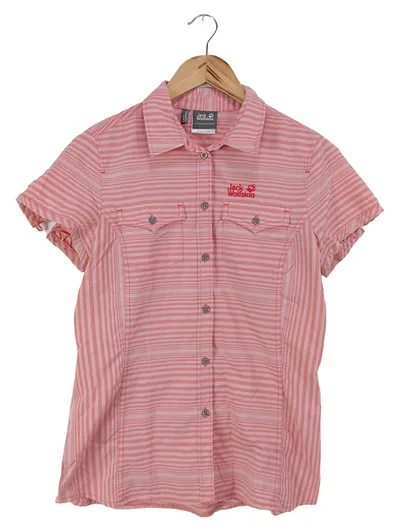 JACK WOLFSKIN Damen Bluse Gr. 40/M Rosa Gestreift Outdoor Sportlich Kurzarm