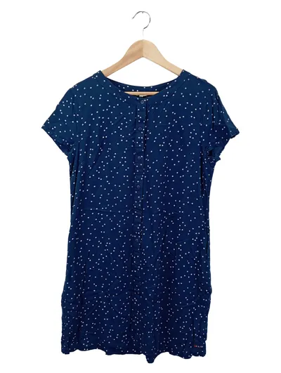 BATELA Damen Blusenkleid Gr. 40/L Blau gepunktet Viskose Sommer Casual