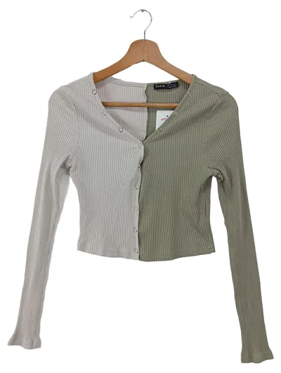 SHEIN Damen Strickjacke Mehrfarbig 36/S Rippstrick Knopfleiste Cropped