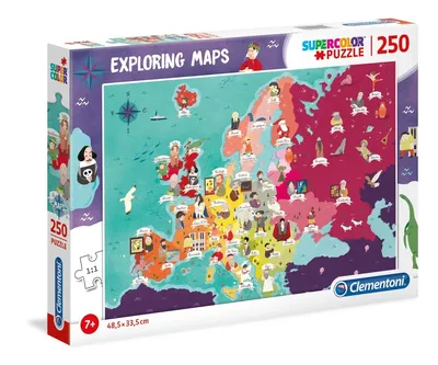 Clementoni Exploring Maps Europa Puzzle 250 Teile Supercolor 7+ NEU