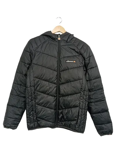 Ellesse Steppjacke Herren Gr. S Schwarz Kapuze Winterjacke Puffer