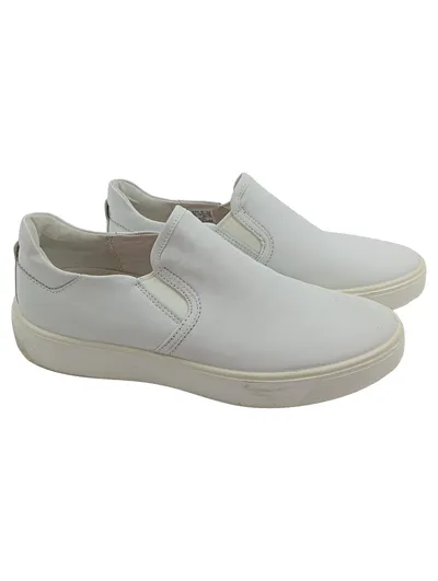 ECCO Herren Sneaker low Leder Slip-On Weiß Gr. 41 Freizeit Komfort