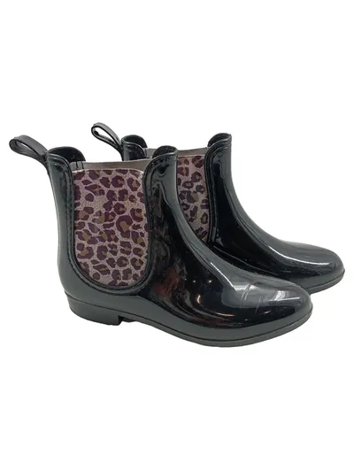 GLAMOROUS Damen Gummistiefelette Gr. 37 Schwarz Animal-Print Chelsea Boot