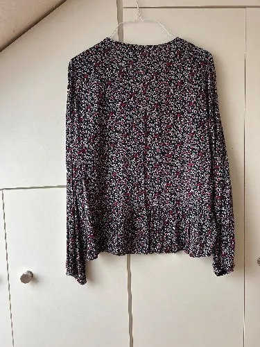 re.draft Damen Bluse Gr. 36 Blumenmuster Langarm Viskose Mehrfarbig