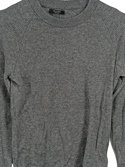 Massimo Dutti Damen Pullover Wolle Kaschmir Meliert Rippstrick Grau M