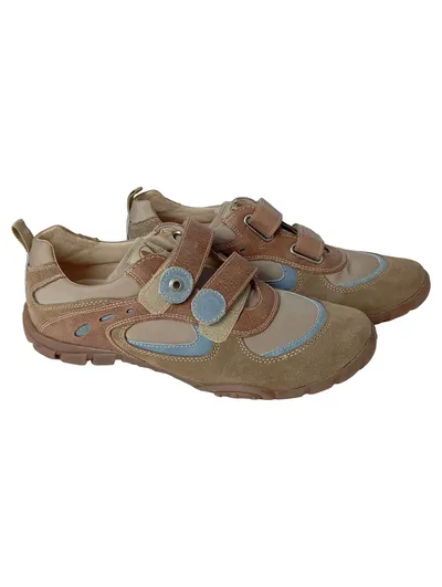 Naturino Damen Sneaker Low Gr. 38 Braun Beige Leder Klettverschluss