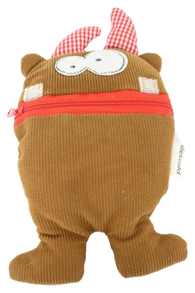 BETZOLD Baby Kuscheltier Monster Braun Strukturmuster Kariert 20cm