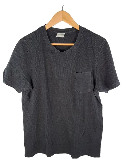 Jack & Jones Herren T-Shirt Gr. L Grau Strukturmuster Kurzarm Baumwolle Casual