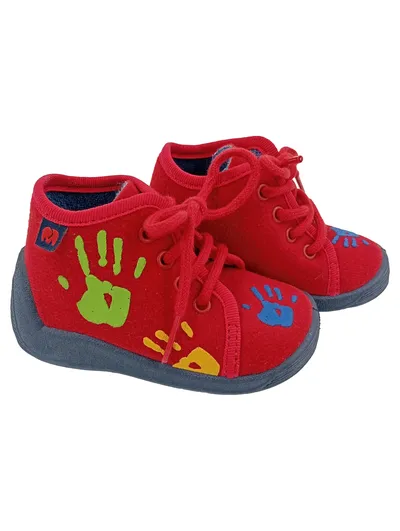 ELEFANTEN Kinder Schnürschuhe Gr. 18 Rot Casual mit bunten Handabdrücken