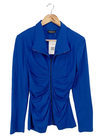 SEMPRE Damen Blazer Gr. 36/S Blau Viskose Casual Modern Reißverschluss