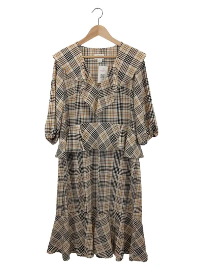 MONKI Freizeitkleid Damen Gr. 38;M Kariert Mehrfarbig Vintage Elegant