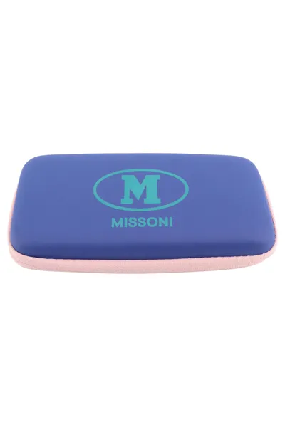 M MISSONI Brillenetui Damen Blau Logo-Print Etui Schutzhülle