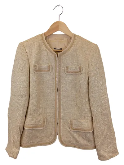 BASLER Blazer Damen Gr. 38 M Beige Elegant Business Jacke Strukturmuster