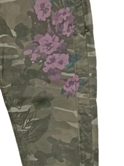 BLUE FIRE CO Damen Cargohose Camouflage Blumen W26/L30 Oliv Stretch