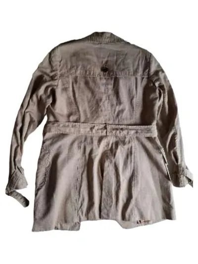 Mexx Damen Trenchcoat Gr. 38 Beige Klassisch Doppelreiher Baumwolle