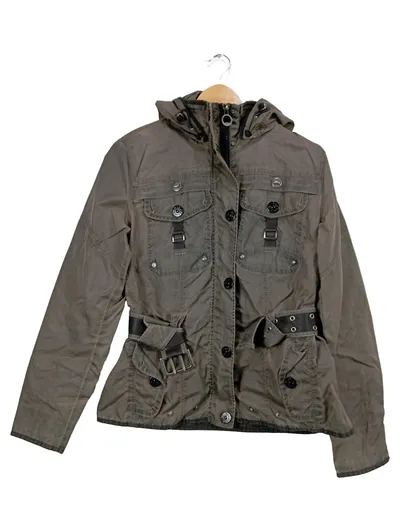 Wellensteyn Damen Jacke Outdoorjacke Gr. 38 M Grau Kapuze Übergang Praktisch