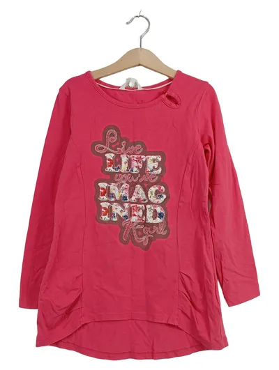 KANZ Mädchen Langarmshirt Gr. 140 Pink Schriftzug Live Life Imagined