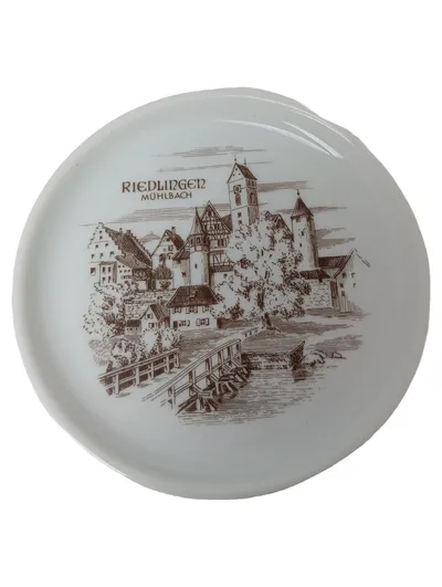 FüRSTENBERG Sammelteller Riedlingen Mühlbach Vintage Porzellan Weiß 10 cm