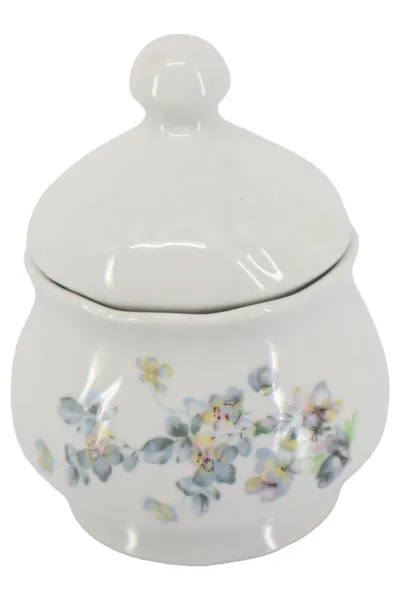 FENA PORZELLAN Zuckerdose Weiß Elegant Klassisch Blumen Porzellan