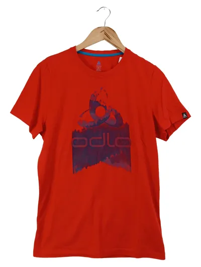 ODLO Herren T-Shirt Gr. 46/S Rot Casual Sportlich Logo-Print Baumwolle Polyester