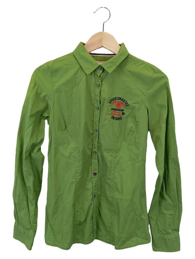 ARQUEONAUTAS Damen Bluse 36/S Grün Casual Langarm Logo Stickerei