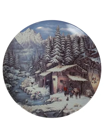 FüRSTENBERG Sammelteller Winterpoesien Mühle Schlucht Weihnachten 19cm