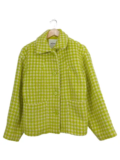Monki Übergangsmantel Damen Kariert Kurzmantel Gr. 34/XS Gelb Freizeit