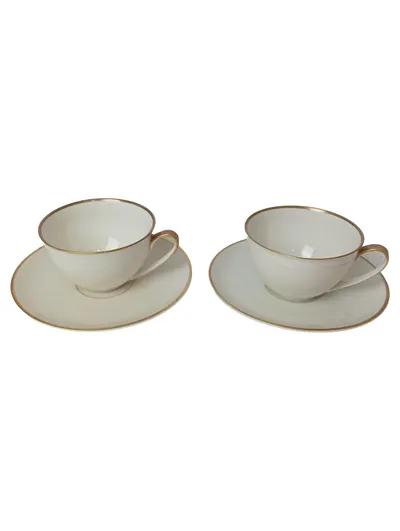 HUTSCHENREUTHER Carolus Magnus Teeservice 2 Gedecke Porzellan Beige Elegant