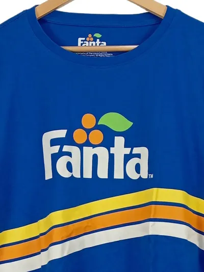Fanta T-Shirt Herren XXL Blau Logo Retro Streifen Coca-Cola