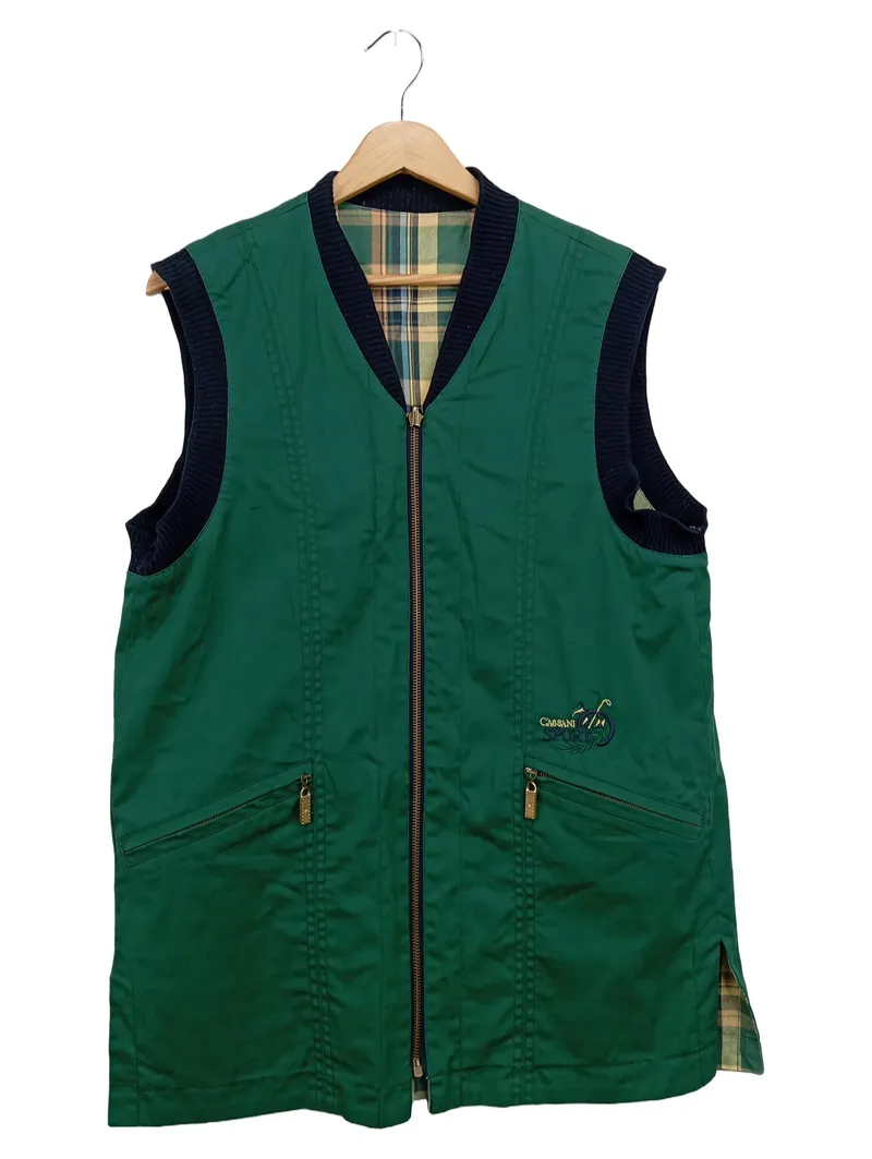 CASSANI Leichte Weste Damen Grün Sportlich Casual Gr. 36/S Baumwolle 1