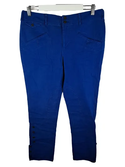 Lauren Ralph Lauren Damen Stoffhose Blau Gr. 40 Klassisch Baumwolle Freizeit