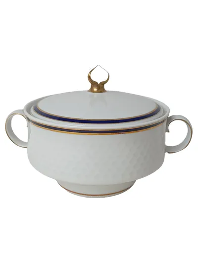 REICHENBACH Suppenterrine Porzellan Weiß Elegant 18cm Echt Kobalt