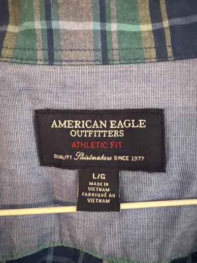 American Eagle Outfitters Herren Freizeithemd Langarm Kariert Baumwolle L